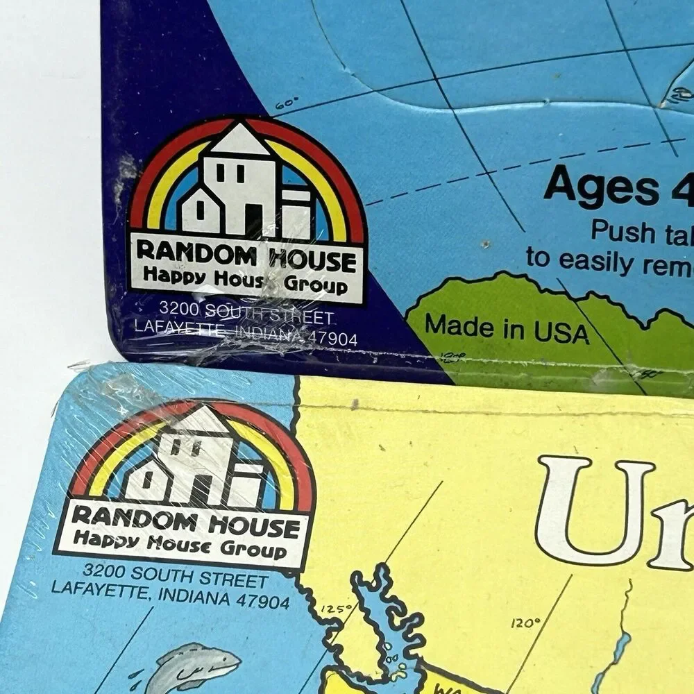 Vintage Random House United States of America Picture Puzzle Landmark World Map
